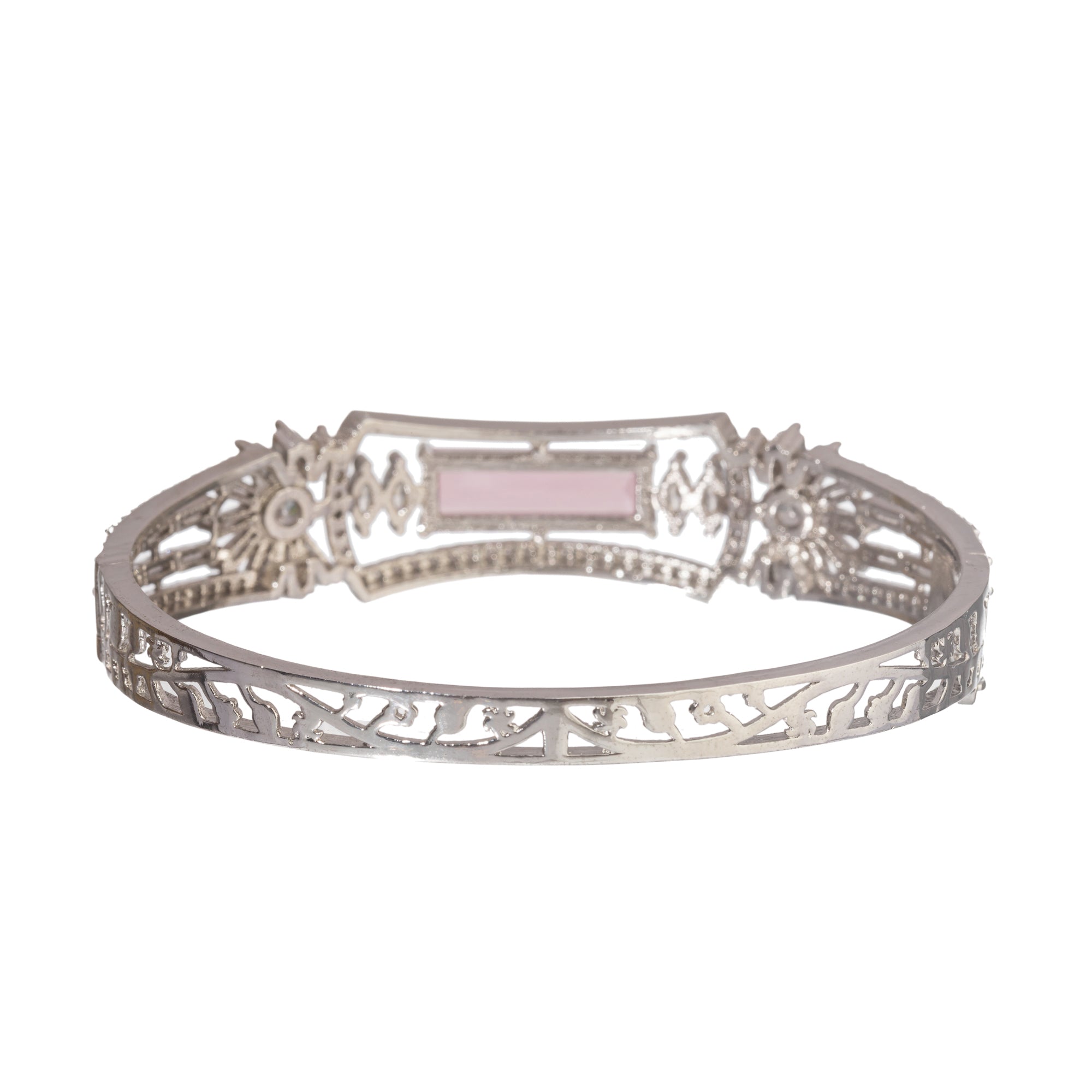 "Sparkling zircon bracelet in silver, radiating dazzling, gem-like brilliance, perfect for party wear."