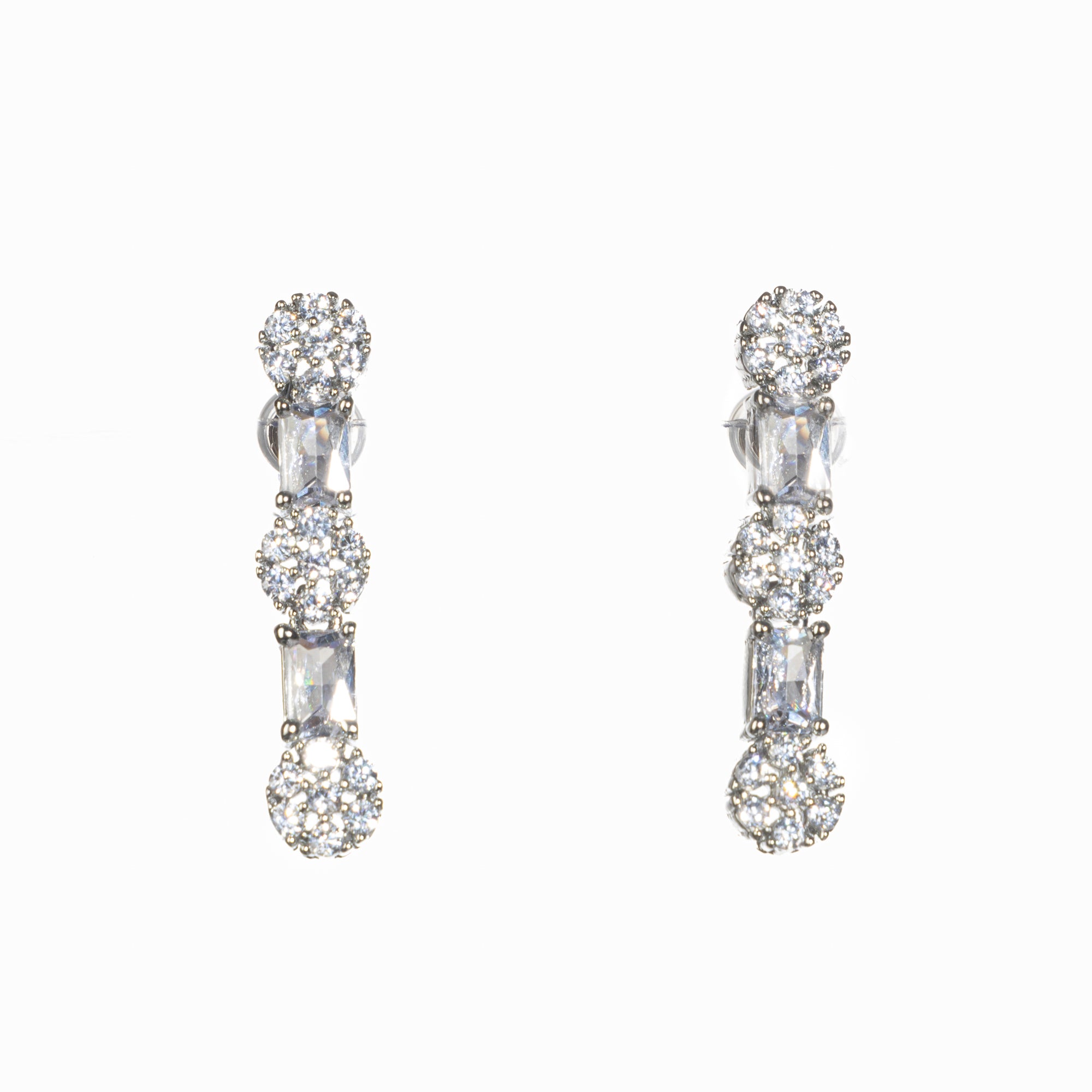 "Delicate zircon necklace with small flower design adds elegance and sparkle."