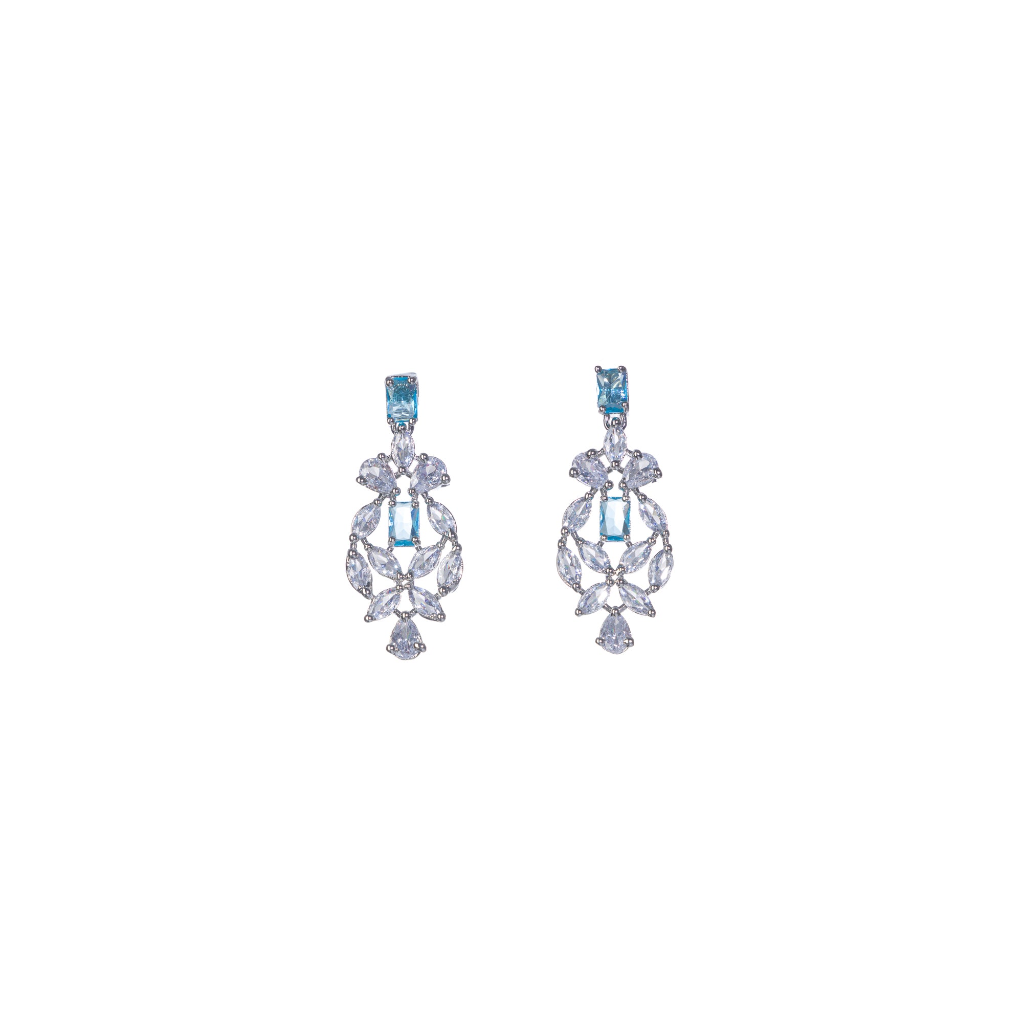"Aqua blue zircon necklace with square stone offers a vibrant, stylish touch."