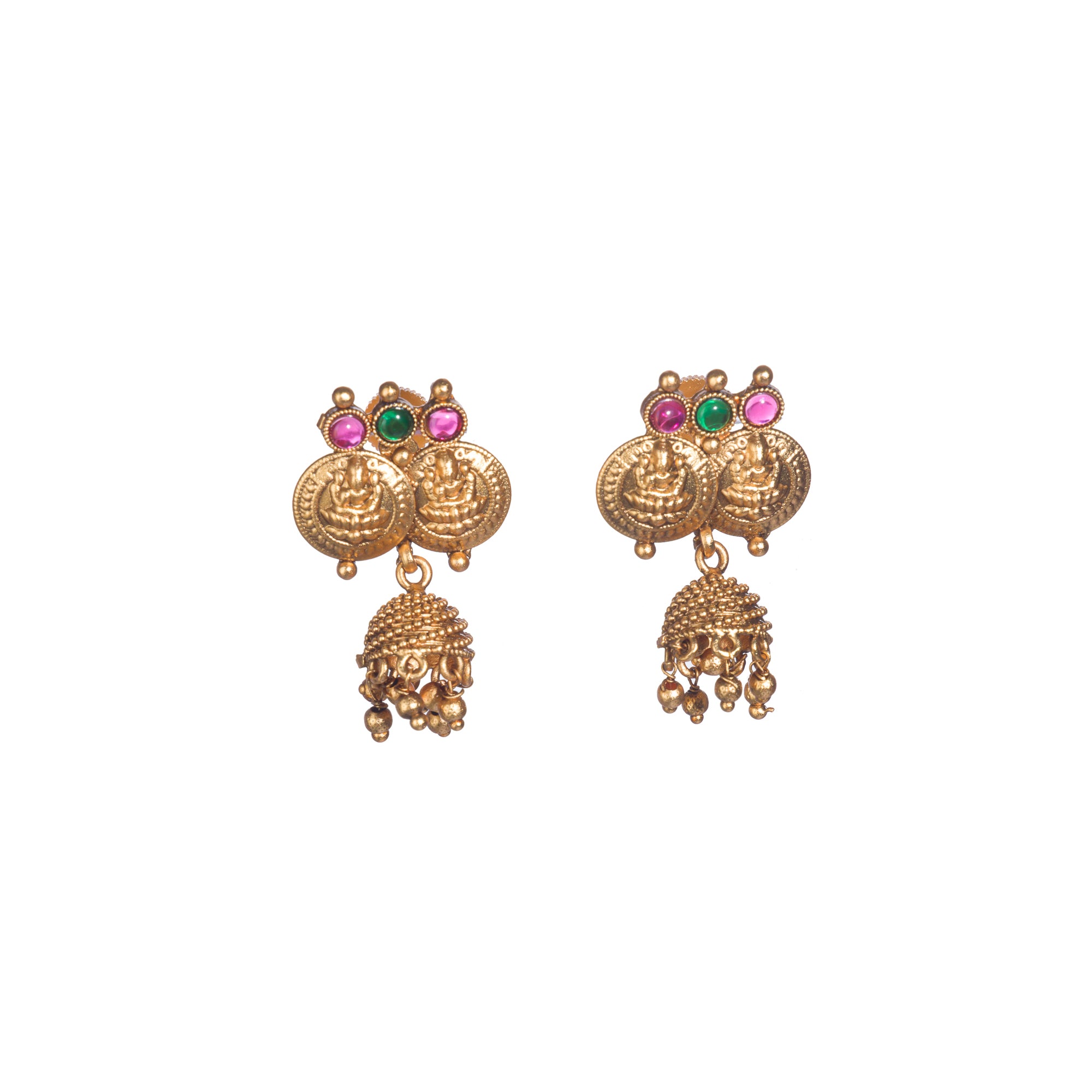 Coin-style gold-tone temple necklace exudes classic elegance and timeless tradition.