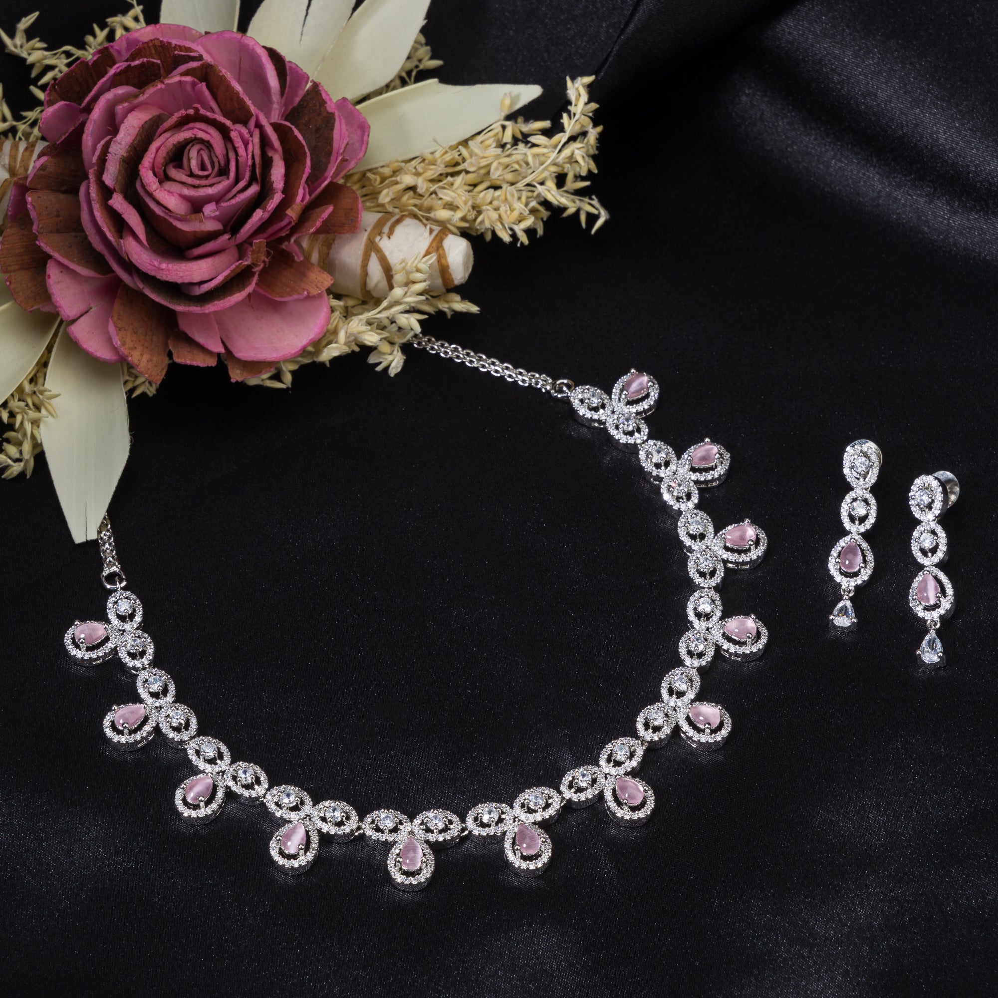 Pink zircon necklace offering vibrant sparkle for a romantic, elegant look