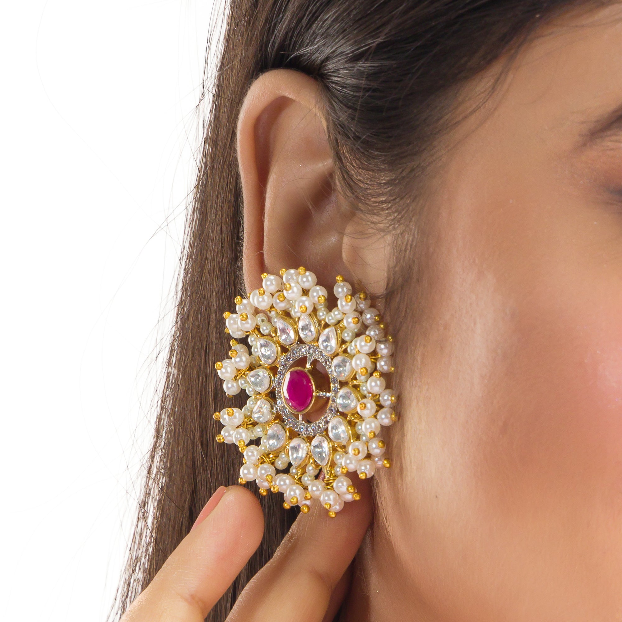 Classic round pearl earrings for an elegant and timeless traditional look