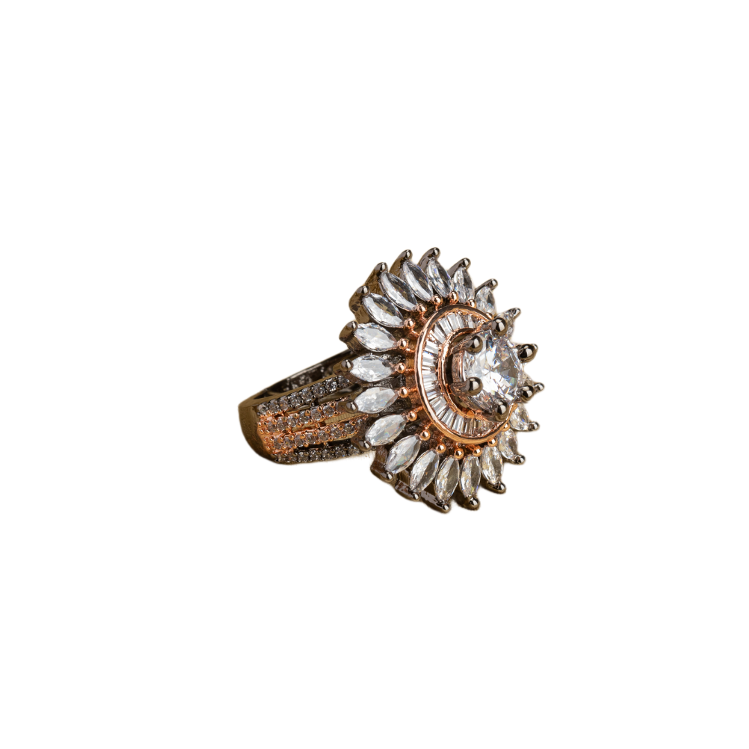 A black zircon movable finger ring with a sleek design adds a modern, edgy charm.