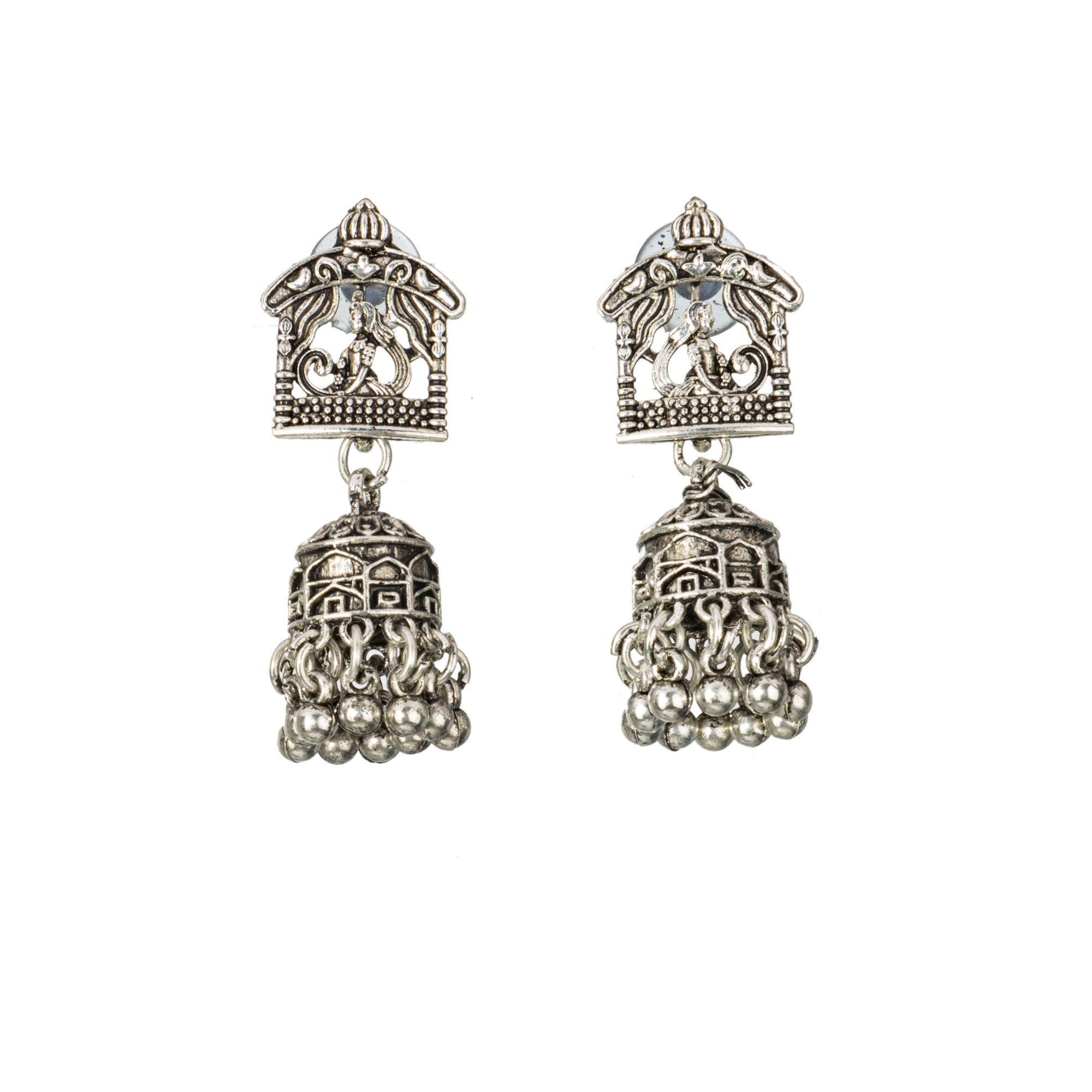 "Intricately crafted oxidized long necklace set with a detailed elephant design, perfect for festivals."