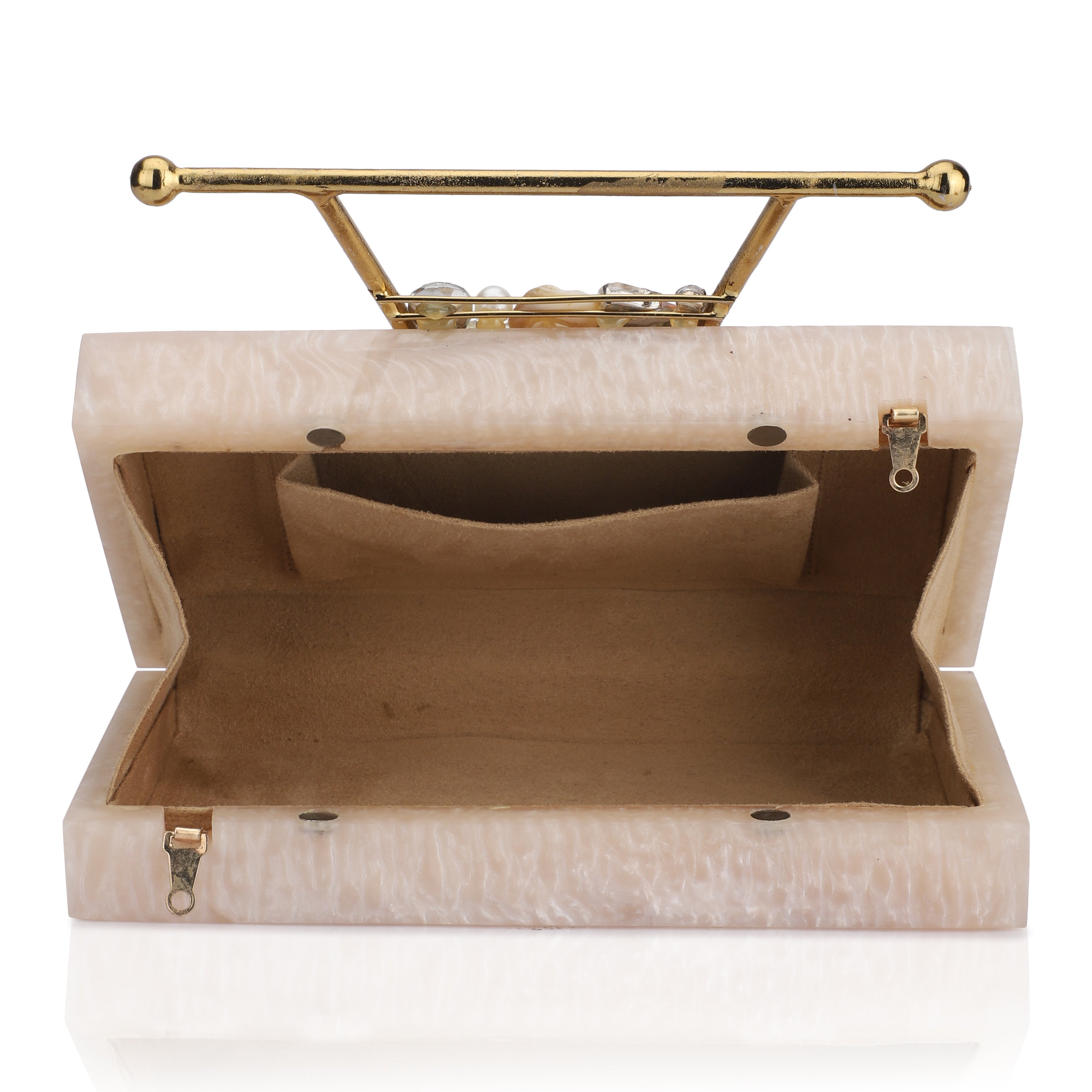Beautifully crafted salmon resin clutch with exquisite details, perfect for showcasing your style.