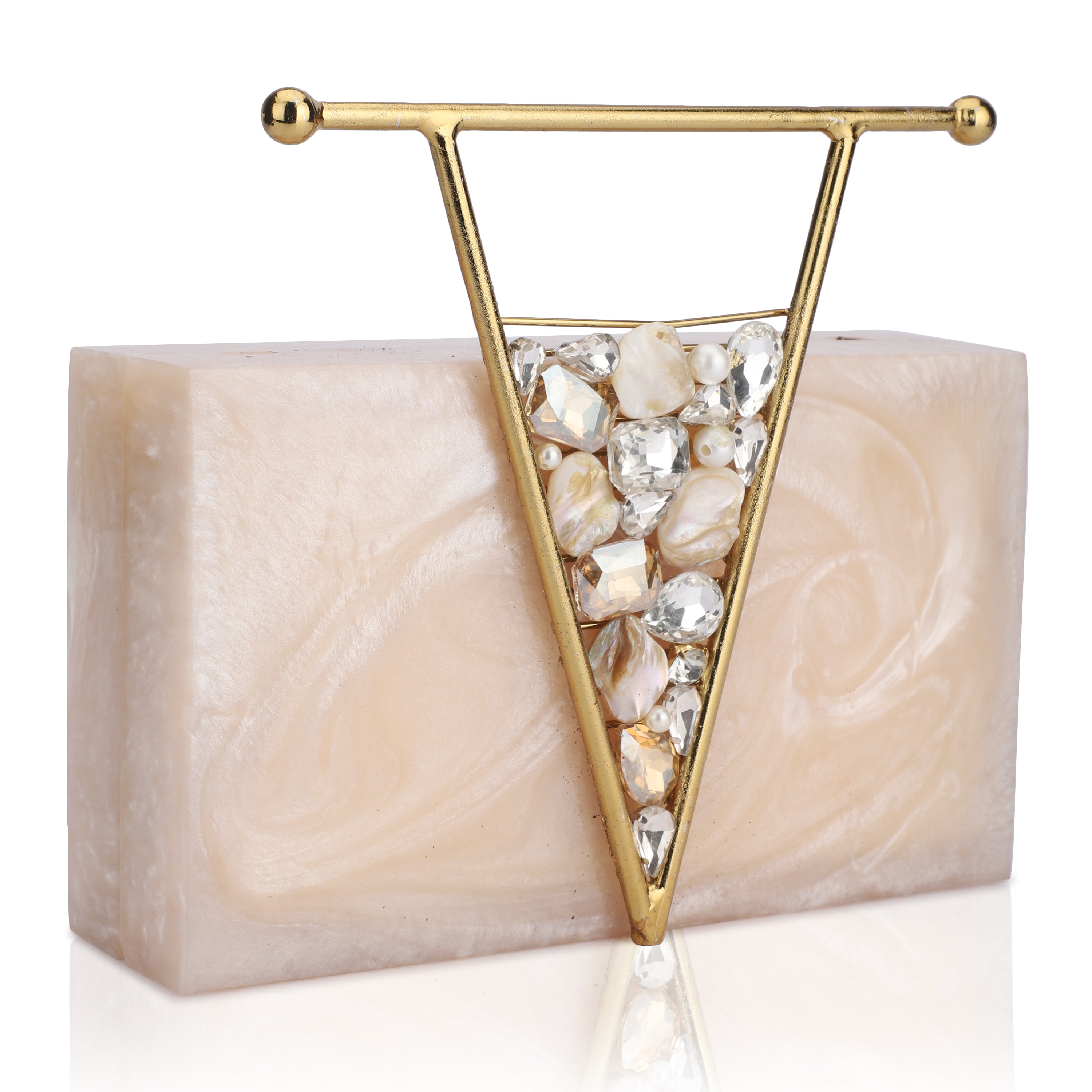 Beautifully crafted salmon resin clutch with exquisite details, perfect for showcasing your style.