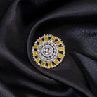 Yellow zircon finger ring with silver band, vibrant and eye-catching, ideal for party wear
