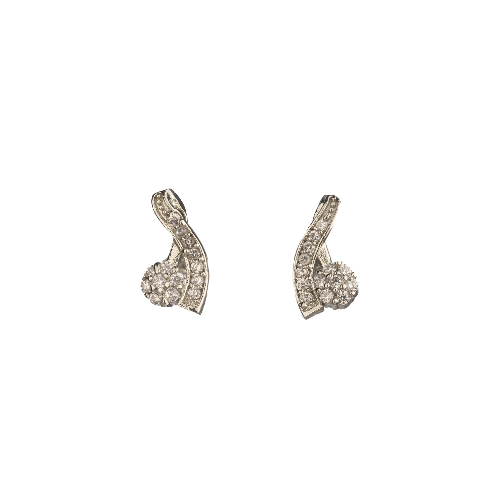 "Elegant zircon pendant set for neck and ear, perfect for casual wear, featuring a stylish '&' shape."
