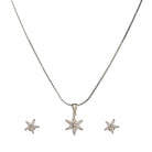 "Star-shaped zircon pendant set for neck and ear, ideal for office wear, adding a modern touch."

