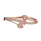 Stunning pink zircon bracelet in rosegold, perfect for party wear, offering a vibrant, chic look."
