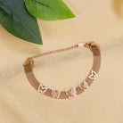 "Rosegold stainless steel bracelet with butterfly details, perfect for casual wear, adding a delicate touch."
