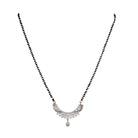 Elegant zircon mangalsutra in black and gold, blending traditional elegance with dazzling sparkle."
