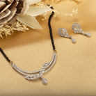 "Zircon mangalsutra in black and silver, blending traditional charm with radiant modern sparkle."
