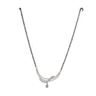 "Zircon mangalsutra in black and silver, blending traditional charm with radiant modern sparkle."
