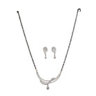 "Zircon mangalsutra in black and silver, blending traditional charm with radiant modern sparkle."
