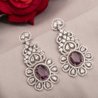 1. "Trendy purple zircon long earrings combine modern chic with sparkling elegance."
