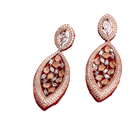 1. "Rose gold earrings with salmon zircon exude warm, radiant charm with sophisticated elegance."
