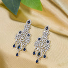 "Light blue zircon earrings offer delicate sparkle with a hint of serene elegance."
