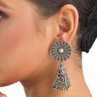 "Trendy oxidized earrings with a sleek, modern edge to elevate any outfit."
