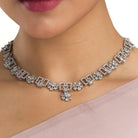 "Zircon heavy necklace with striking brilliance and bold elegance."
