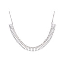 "White zircon necklace offers timeless elegance with sparkling clarity."
