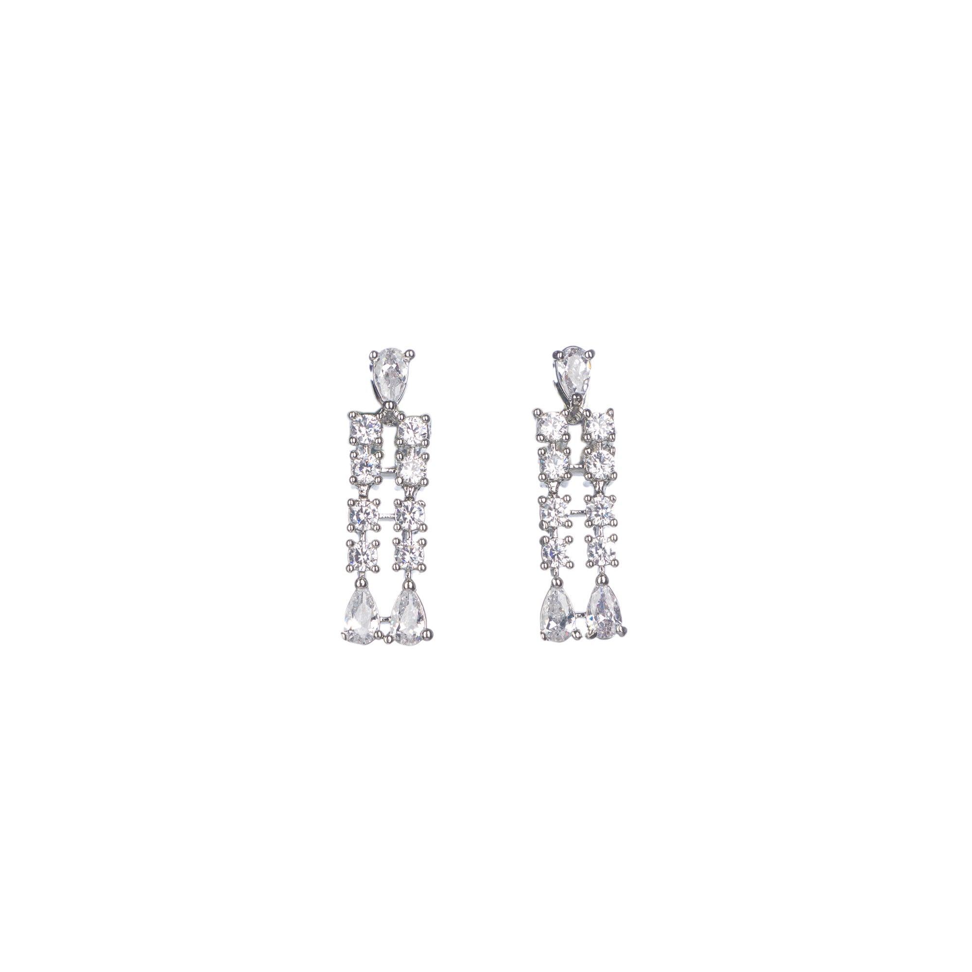 "White zircon necklace offers timeless elegance with sparkling clarity."
