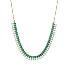 "Elegant green zircon necklace offers a vibrant splash of color and brilliance."
