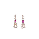 "Rose gold zircon necklace exudes timeless elegance with a warm, radiant shine."
