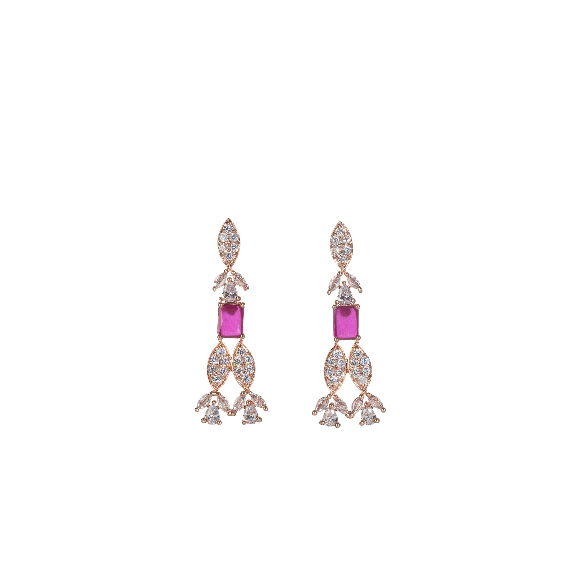 "Rose gold zircon necklace exudes timeless elegance with a warm, radiant shine."
