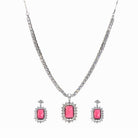 "Rich maroon zircon pendant necklace adds sophistication and elegance."
