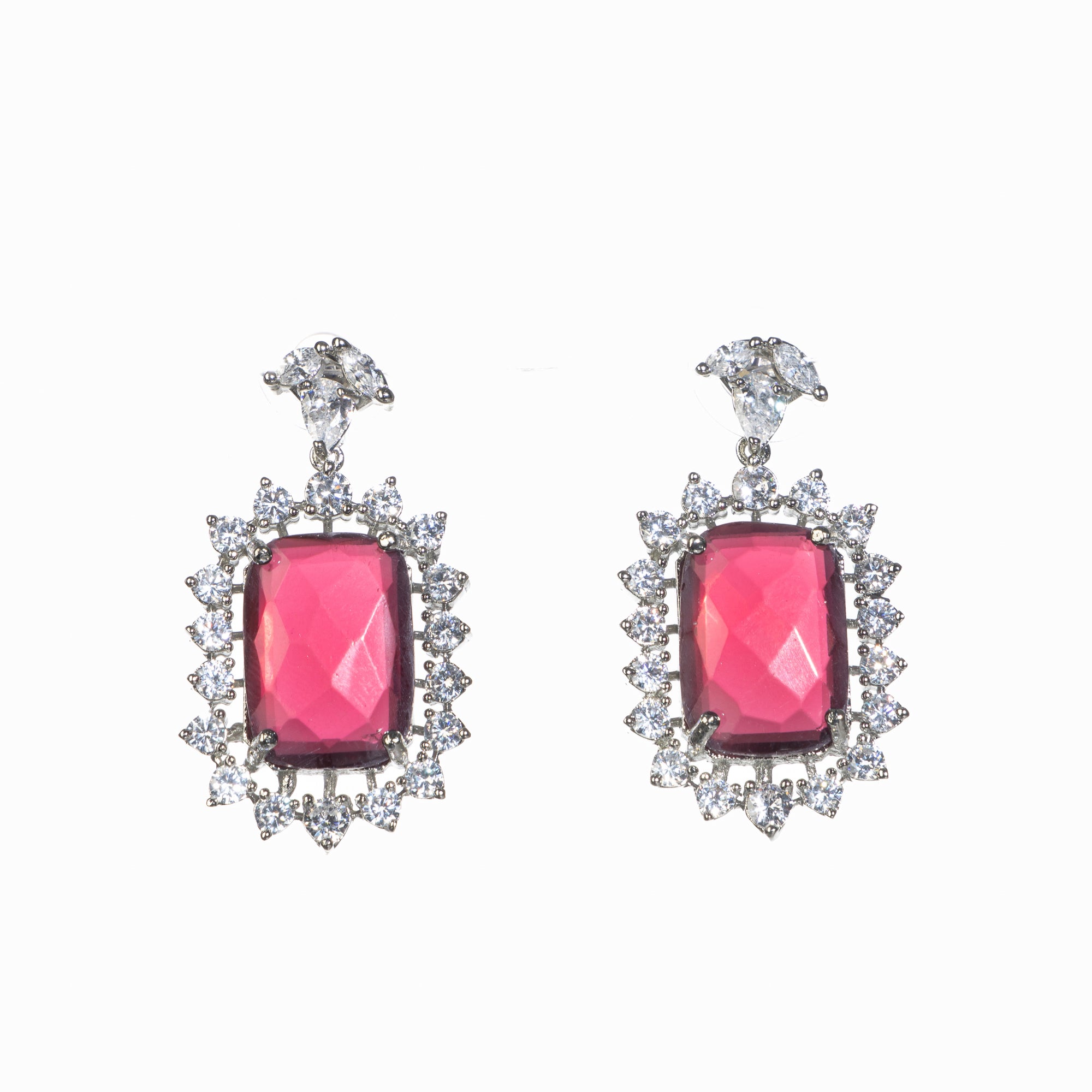 "Rich maroon zircon pendant necklace adds sophistication and elegance."
