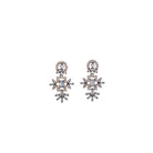 "Square and floral zircon necklace in rose gold blends geometric and floral elegance."
