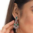 "Green and white zircon necklace in silver delivers a refined, striking elegance."
