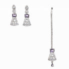 "Navy blue zircon necklace set with maang tikka exudes elegant coordination and style."
