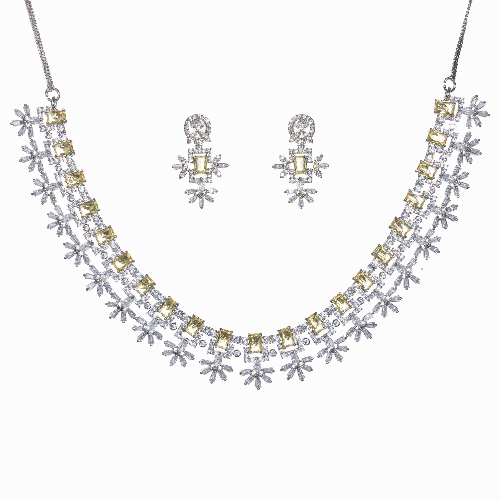 Rose gold necklace with yellow zircon brings radiant charm and warmth to your look.

