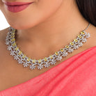 Rose gold necklace with yellow zircon brings radiant charm and warmth to your look.
