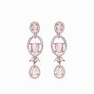 Pink zircon necklace with rose gold polish adds a chic and elegant finishing touch
