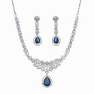 "Navy blue zircon necklace with large stone makes a bold, elegant statement for any occasion."
