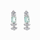 "Trendy pink and green zircon necklace in square design offers chic, modern elegance."
