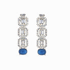 "Dark blue zircon square necklace adds bold sophistication and deep color."
