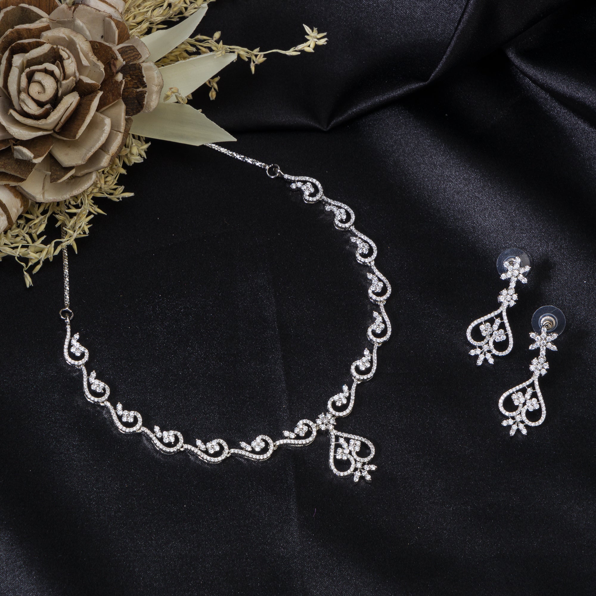 "Zircon necklace sparkles with dazzling brilliance for timeless elegance."
