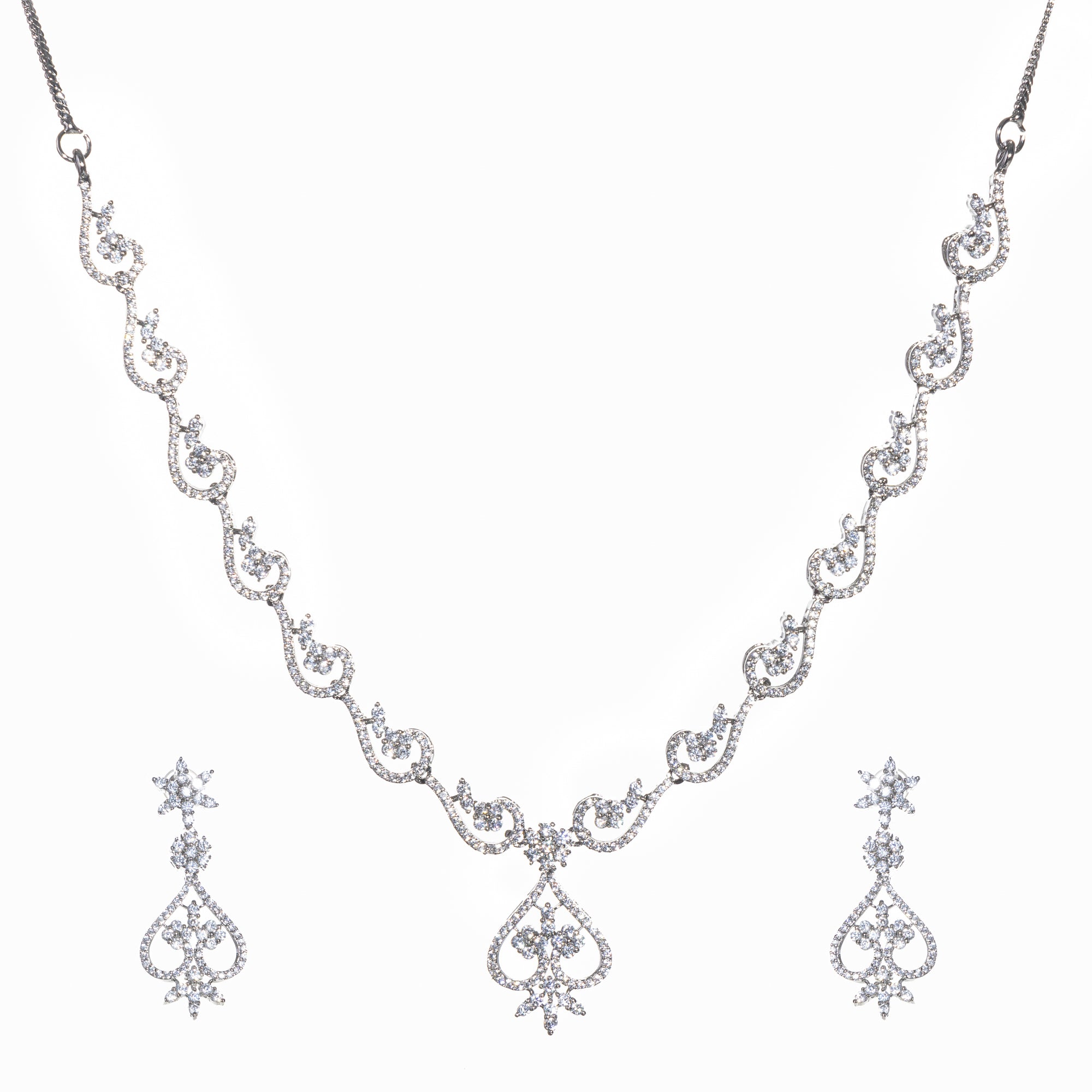 "Zircon necklace sparkles with dazzling brilliance for timeless elegance."
