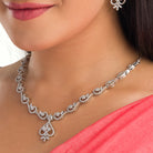 "Zircon necklace sparkles with dazzling brilliance for timeless elegance."

