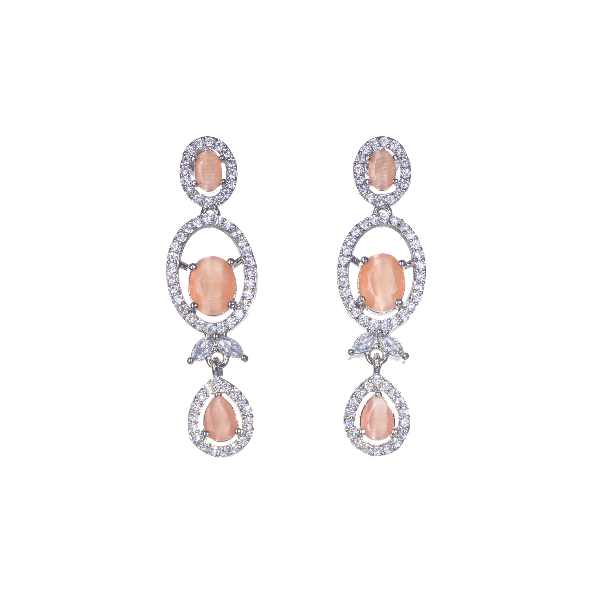 Salmon zircon necklace dazzles with its warm, unique glow for a stylish statement."
