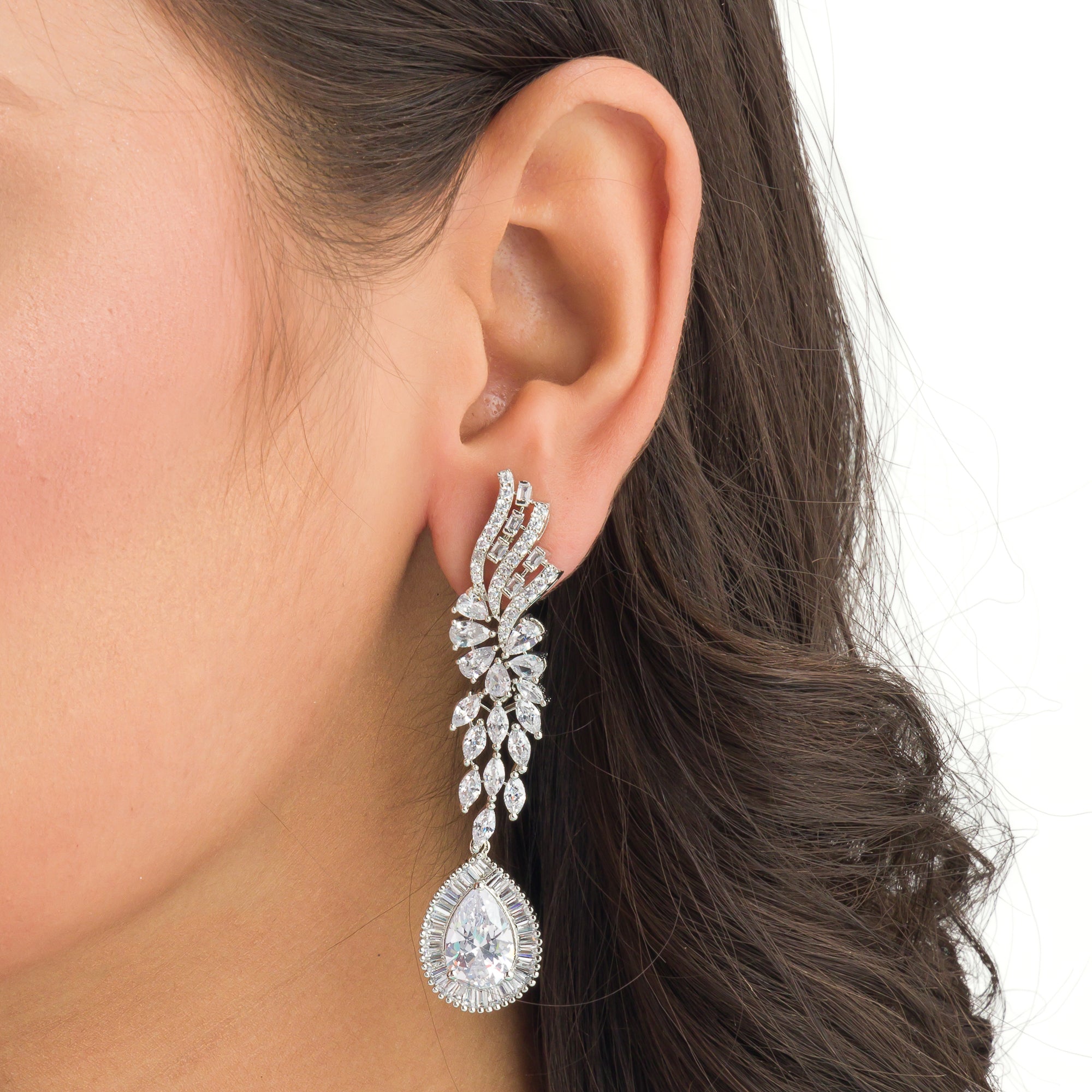 1. "Zircon necklace with a large drop stone adds dramatic sparkle to any look."
