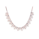 "Elegant rose gold zircon necklace exudes sophistication with timeless sparkle."
