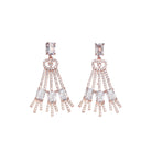 "Elegant rose gold zircon necklace exudes sophistication with timeless sparkle."
