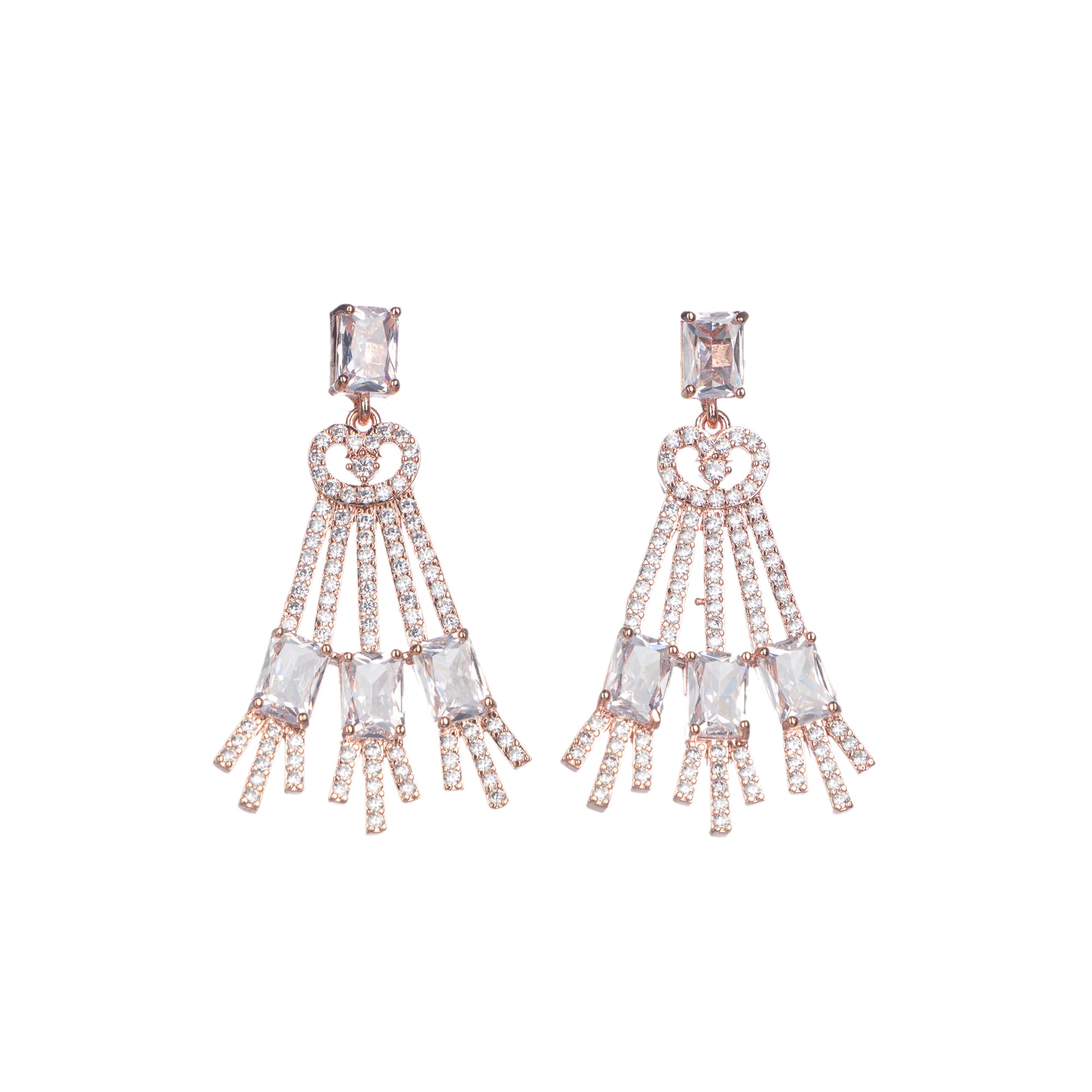 "Elegant rose gold zircon necklace exudes sophistication with timeless sparkle."
