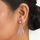 "Elegant rose gold zircon necklace exudes sophistication with timeless sparkle."

