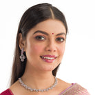 Light pink zircon necklace brings modern elegance with a soft, trendy charm.
